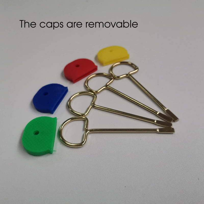 Bathroom/Bedrooom Door Key Emergency Key, Door Key Replacement Solid Key for Interior Door - 4 Pack (Gold with Cap) Gold with Cap - NewNest Australia