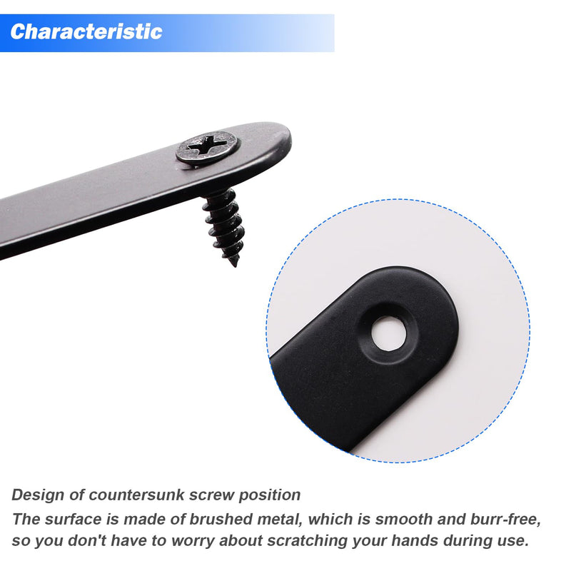 mxuteuk 86pcs Black Straight Flat Bracket,Stainless Steel Black Flat Brackets for Wood,Metal Mending Plate with Screws 36mm/46mm/56mm/76mm