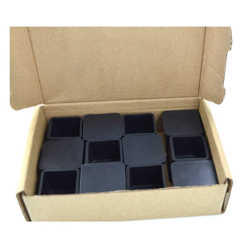 1 inch x1 inch Rubber Square Feet Furniture Table Chair Leg Foot Cover Caps Chair Leg Floor Protectors, Wood Floor Protector 1" x 1" 12pcs Black 1x1inch