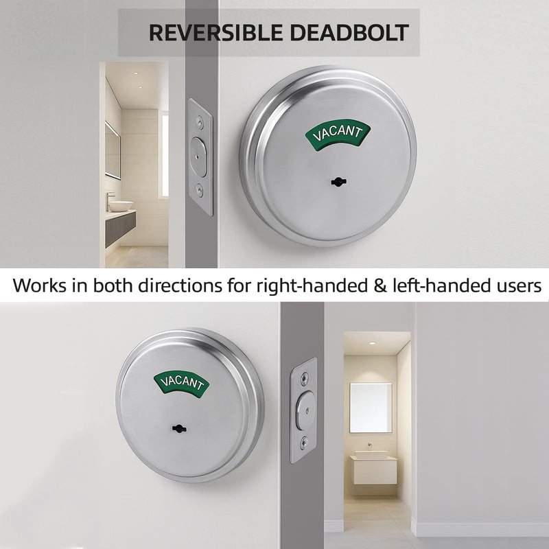 in-Use Vacant Commercial Bathroom Door Lock with Occupied Vacant Door Sign. Privacy Deadbolt with Occupancy Indicator. Privacy Indicator Bolt for Restroom, Meeting Room, Fitting Room- 1pc.