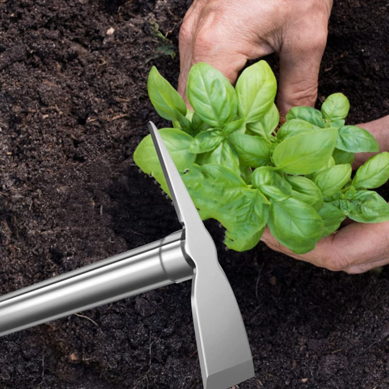 Yardwe Stainless Steel Garden Hoe 15.27X7.87In Heavy Duty Outdoor Gardening Tool for Weeding Digging Loosening Soil and Transplanting 58x20cm