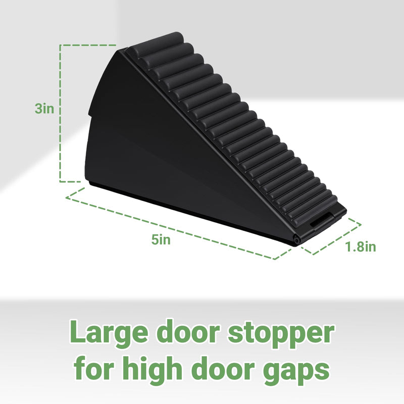 Large Door Stopper - Metal Door Wedge, Tall Door Stopper, Spring Rubber for Extra Strong Grip (Black, 1 Pack) Black