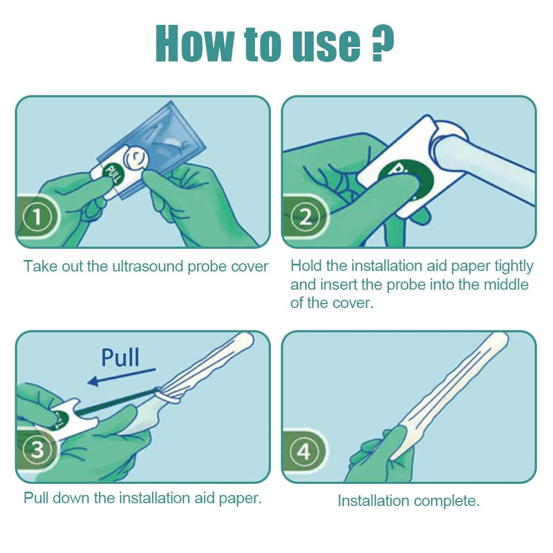Ultrasound Probe Cover with Lubricated, Quick and Easy Pull, Latex, Individual Packaging, 20 Pcs/Box with lubricant
