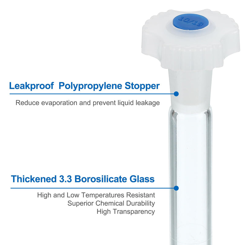 PATIKIL 25ml Volumetric Flask, 6Pcs 3.3 Borosilicate Glass Graduated Volumetric Measuring Flask with Plug Cap Tolerance 0.04ml for Lab Experiment, Clear