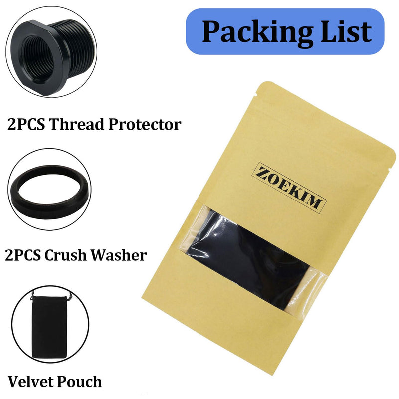 Thread Protector, 1/2 x 28 to 5/8x24 with Crush Washer Steel (2 Pack)