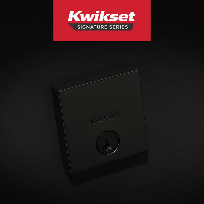 Kwikset Downtown Deadbolt Lock, Matte Black Square Exterior Keyed Front Entry Door, Pick Resistant SmartKey Rekey Security, Single Cylinder Dead Bolt, with Microban Protection 0.5" x 2.63" x 2.63" - NewNest Australia