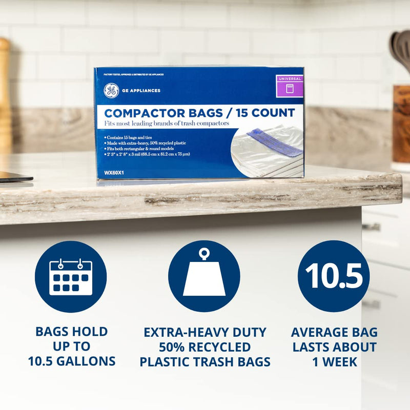 GE WX60X1 Genuine OEM Universal Trash Compactor Bags for GE Trash Compactors 1
