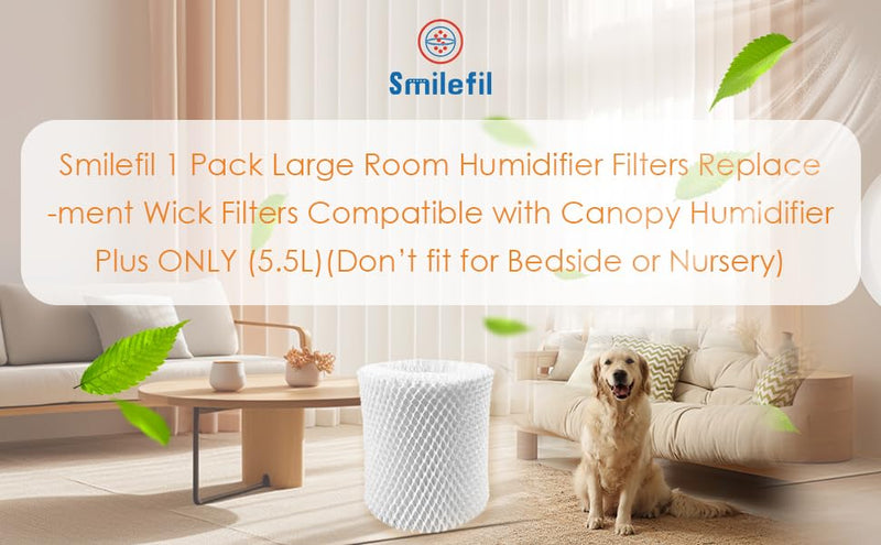 Smilefil Large Room Humidifier Filters Replacement Wick Filters Compatible with Canopy Humidifier Plus ONLY （5.5L）(Don’t fit for Bedside or Nursery) 1 Pack
