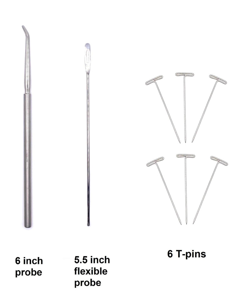 19 Piece Dissecting Kit Including Scissors, Forceps, Scalpel, and Probe in Plastic Case for Anatomy Lab, Biology, Students, and General Dissection
