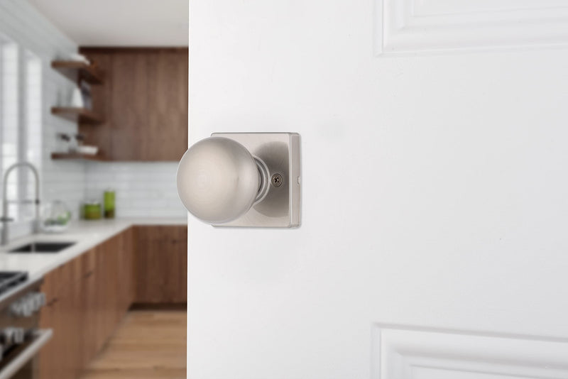 BRINKS Contemporary Passage Ball Door Knob, Modern Lock Set, Interior Door Knobs for Sleek Home Decor - Satin Nickel (Pack of 6) 1 Pack