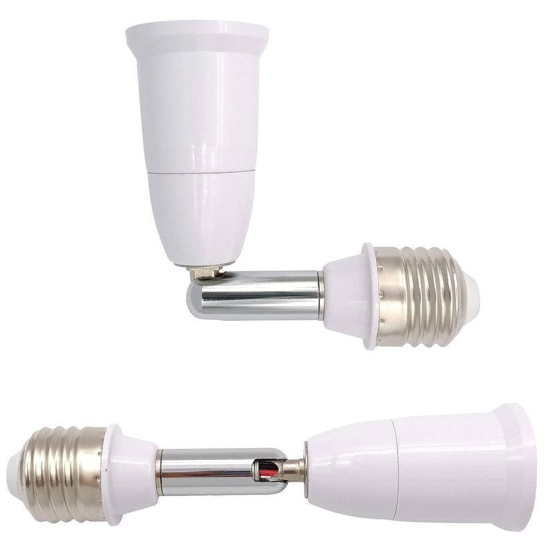 E26/E27 Light Socket Extender, 4.5 Inch Extension Socket Extender Adapter, Adjustable Vertical 180°Horizontal 360°, Flexible Medium Light Bulb Socket Converter (2-Pack)