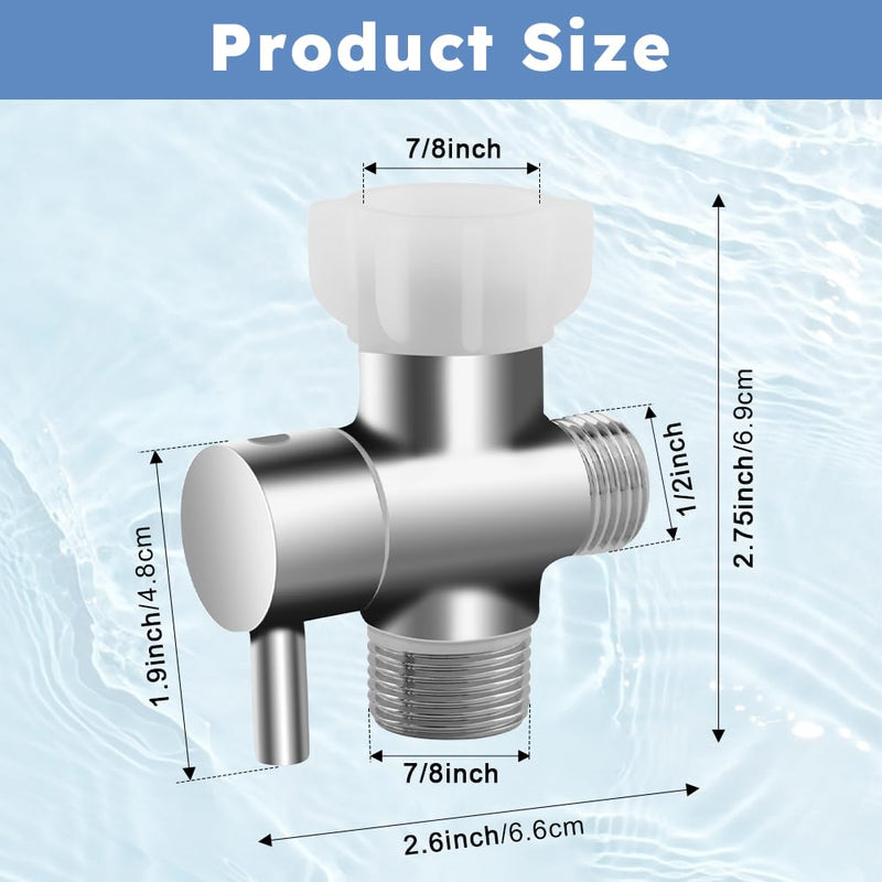 Bidet T Adapter, Metal T Valve for Bidet, Leakproof 3 Way Tee Connector Bidet Attachment for Toilet, Brass Metal T-adapter with Shut Off Valve, 7/8” X 7/8” X 1/2”