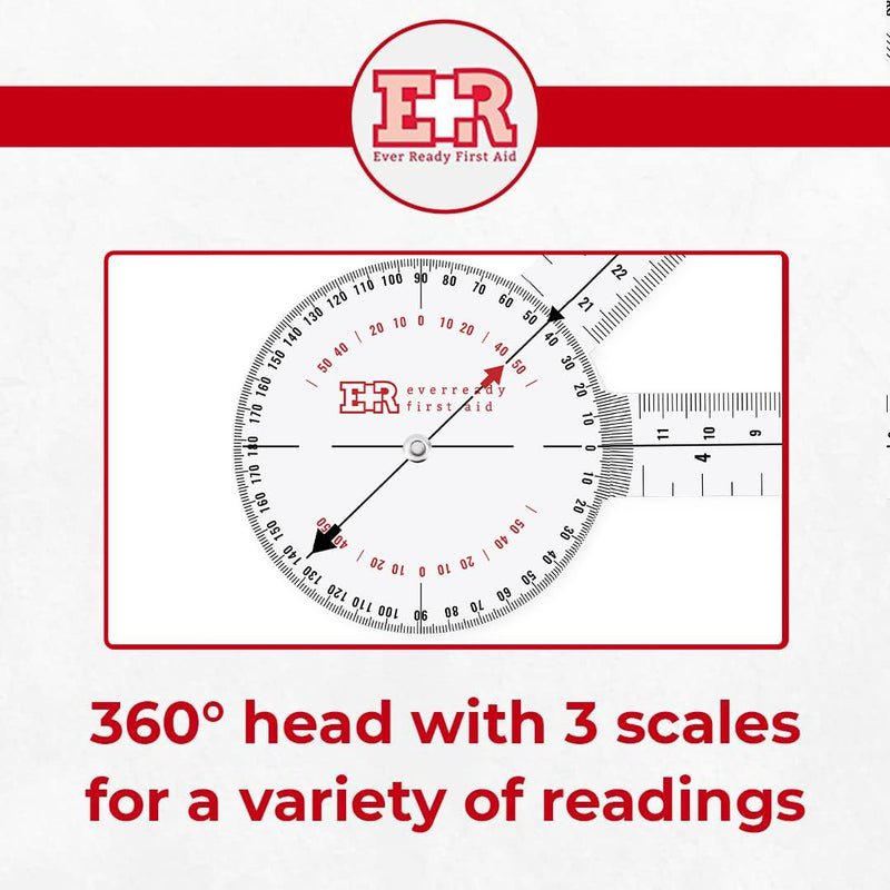 Ever Ready First Aid Plastic 8” Goniometer 360 Degree ISOM