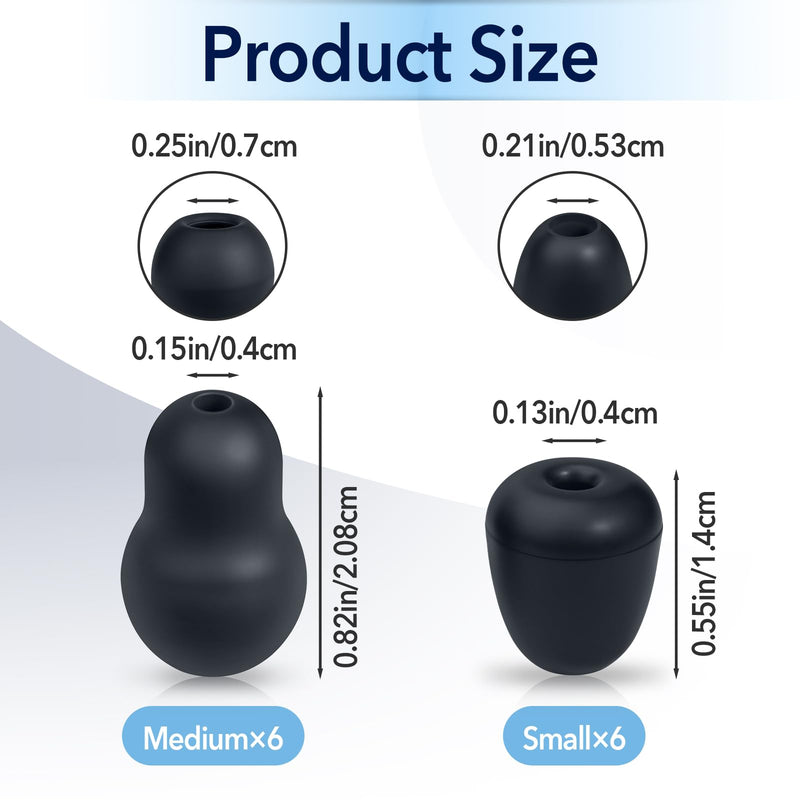 12Pcs Stethoscope Ear Tips Replacement for Littmann, Small/Medium Ear Tips for Littman Compatible with Classic III, Cardiology 3, 4, & IV, Soft-Black Stethoscope Ear Tips for Littmann