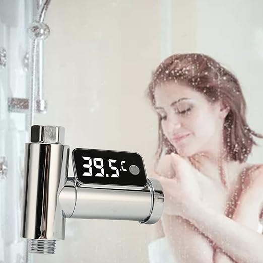 Digital Shower Thermometer, Rotatable LED Display to Monitor Water Temperature, Baby Bathing, Elderly, 1/2" Water Pipe, Shower Hose, Hand Shower - NewNest Australia