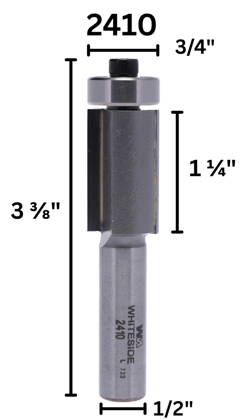 Whiteside Router Bits 2410 Flush Trim Bit with 3/4-Inch Cutting Diameter and 1-1/4-Inch Cutting Length