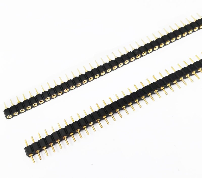 E-Simpo 10pcs 2.54mm (0.1") Hole Round Female Header Socket Gold Single Row Arduino PCB Female IC Crystal Socke High Quality (1x40P Hole Female Header) 1x40P Hole Female Header