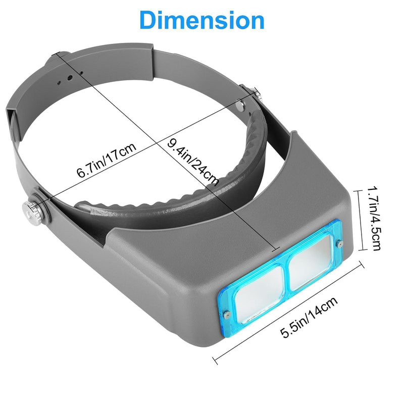 SUNJOYCO Head Mount Magnifier, Headband Magnifying Glasses 1.5X 2.0X 2.5X 3.5X, Headband Magnifier with 4 Optical Glass Lenses, Jewelers Visor for Close Work, Reading, Sewing, Watch Repair, DIY Crafts