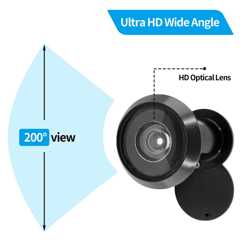 Safety Door Viewer Peephole, 200-Degree Door Viewer Front Door Peepholes with Heavy Duty Privacy Cover for 1.57"-2.95" Doors, Black Peep Holes for Home Office Black a