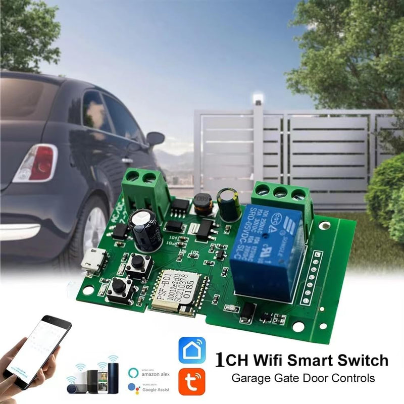 Tuya Smart Life WiFi Momentary Inching Relay Self-Locking Switch Module,DC 7-32V/USB 5V WiFi RF Bluetooth Relay,DIY Smart Home,Compatible with Alexa Goolge Home(1CH Smart Life)