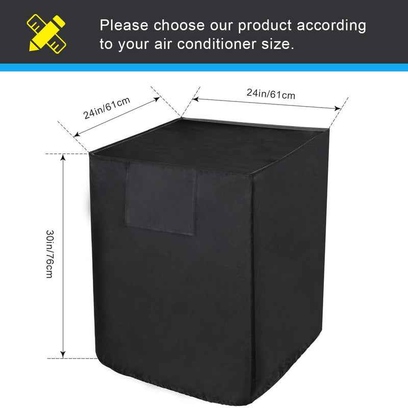 Luxiv Central Air Conditioner Covers - Dust-Proof, Waterproof AC Protection Cover (24W x 24D x 30H) in Black 24W x 24D x 30H