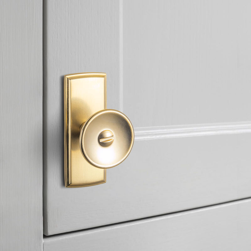 6 Pack Champagne Bronze Cabinet Knobs with Backplate, Modern Rectangular Drawer Pulls with Slotted Detail, Solid Zinc Alloy Hardware for Kitchen Cupboard, Dresser Escutcheon
