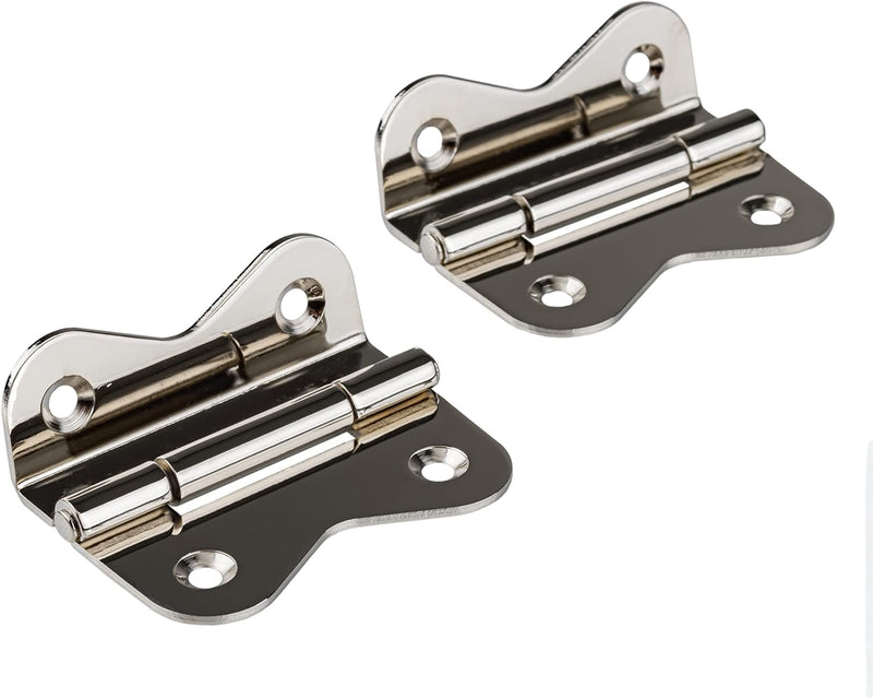 Large Nickel Plated Offset Hoosier Type Butterfly Cabinet Hinges | 4 Pairs/Pack | Hoosier Type Cabinet Reproduction Hardware| UA-210-HPN (4)