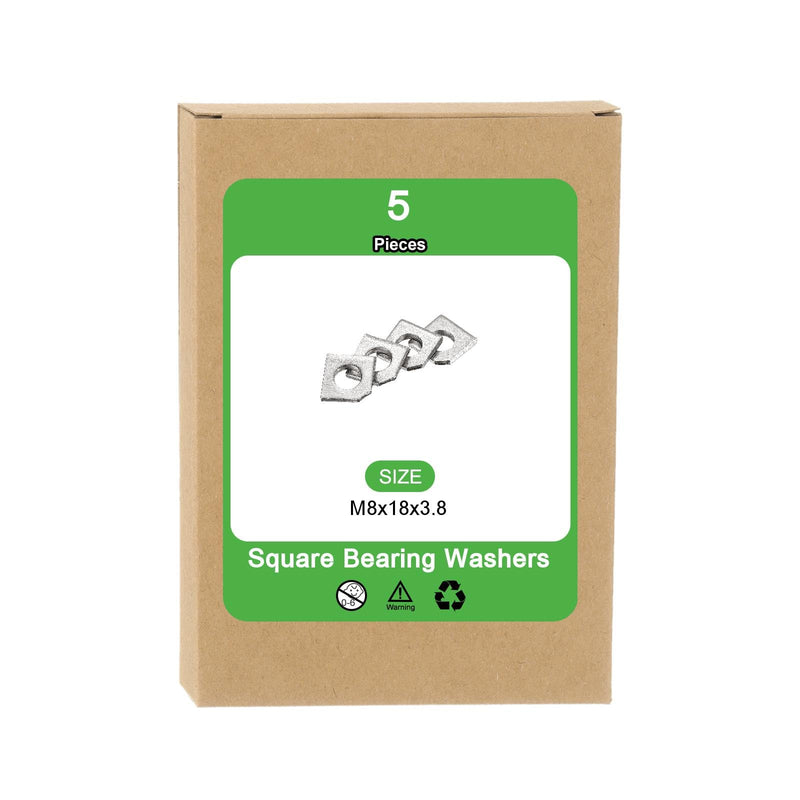 uxcell 5pcs Beveled Square Washers M8x18x3.8 Stainless Steel Missing Angle Flat Gasket for Channel Steel Wedge Shaped Washers for Shim Leveling 5