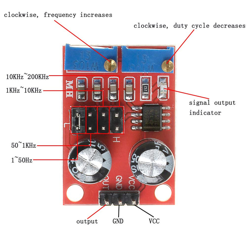 5PCS DC5-15V 4.2V V-PP to 11.4V V-PP NE555 Pulse Frequency Duty Cycle Adjustable Generator Module Square Wave Rectangular Wave Signal Generator