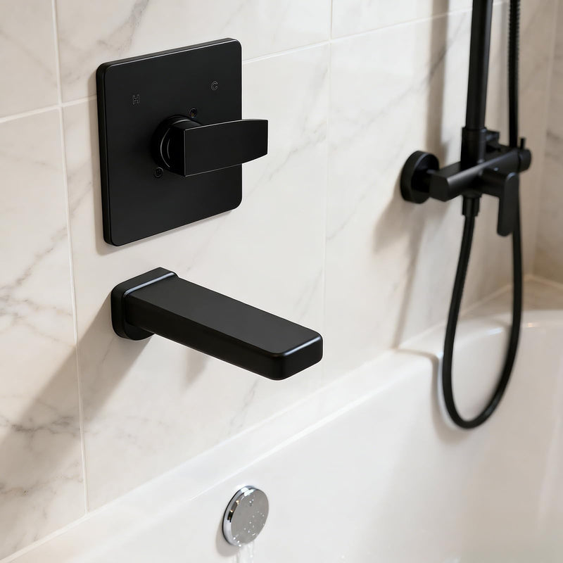 Replacement for Delta 13/14 Series Shower Valve Trim Kit, Premium Metal Tub Shower Handle Replacement Kit Compatible with Delta (Black) Black