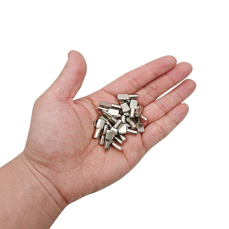 5mm Shelf Support Shelf Pins Kit 60Pcs Nickel Plated Spoon Shape Cabinet Furniture Shelf Support Pegs Perfect for Shelf Holes on Cabinets, Entertainment Centers.
