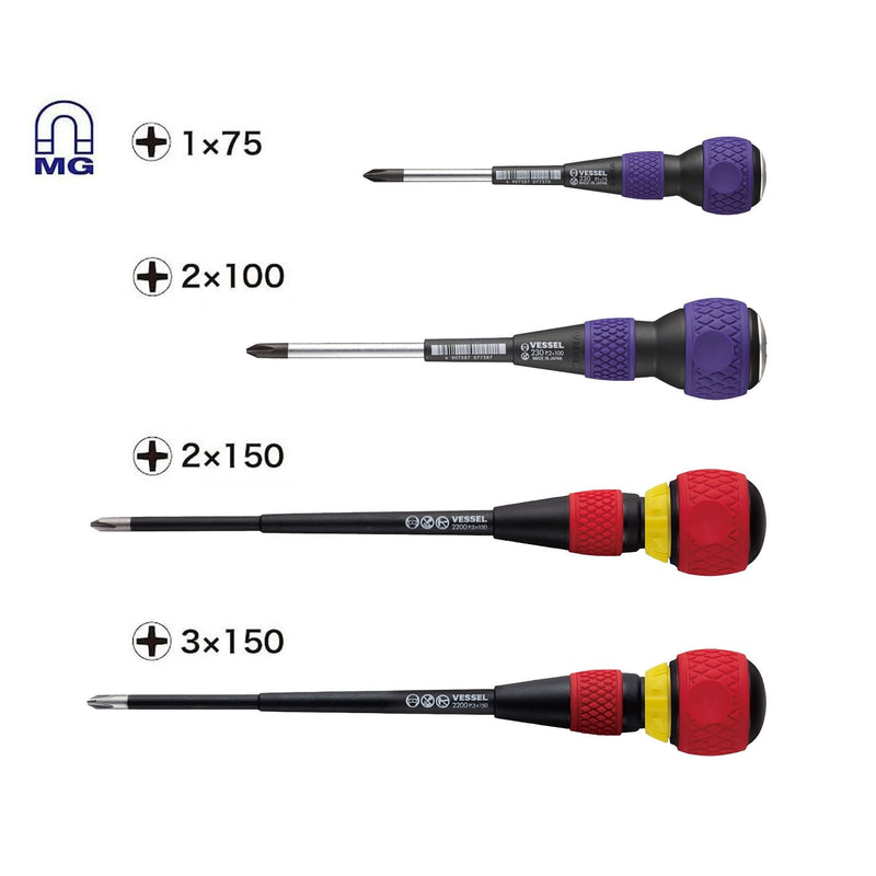 VESSEL BALL GRIP JISDRIVE Screwdriver 4PC. Set