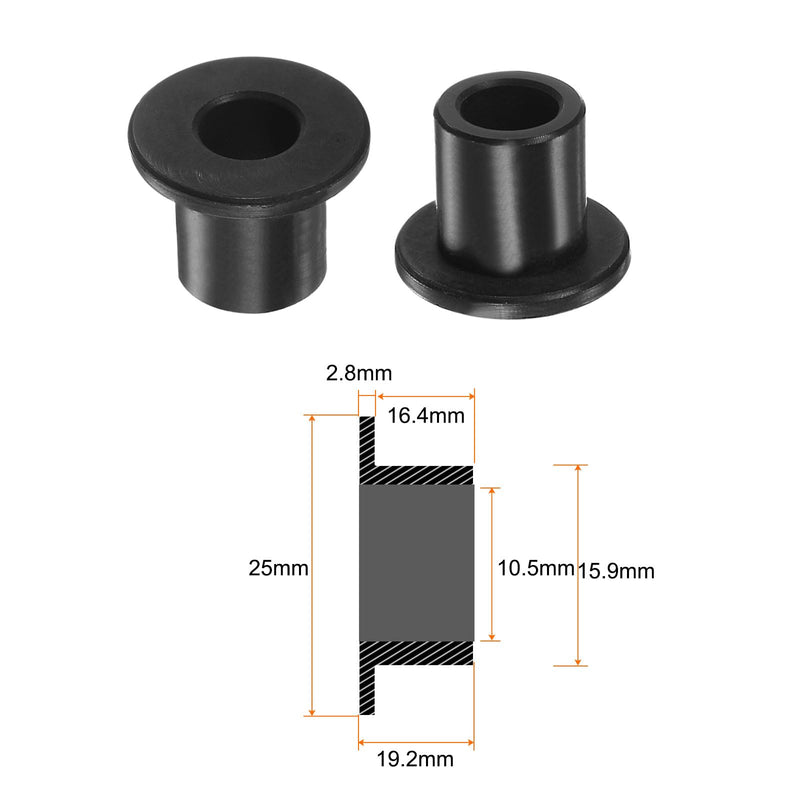 HARFINGTON 4pcs Flanged Sleeve Bearings 10.5mm Bore 15.9mm OD 19.2mm Length Nylon Bushings for Shaft, Black 10.5mm x 15.9mm x 19.2mm