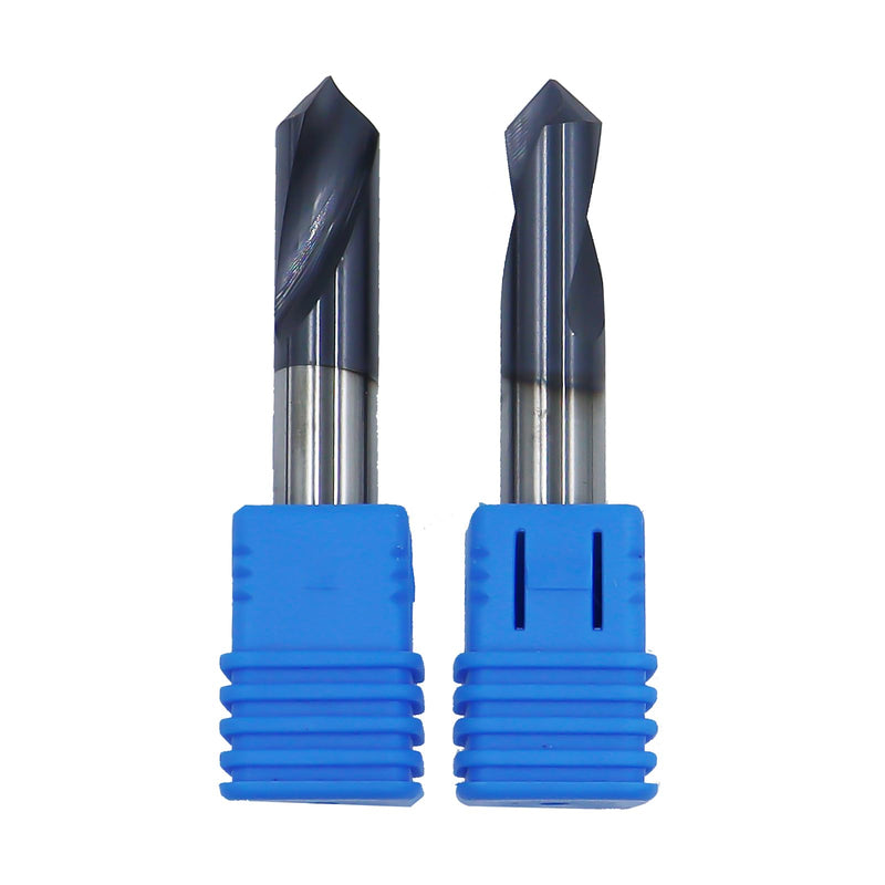 2Pcs 3/8in Solid Carbide Spotting Drill,90 Degree,2 Flutes,AlTiN Coated Bits Tool for Medium Hardness Steel, Brass, Iron 2