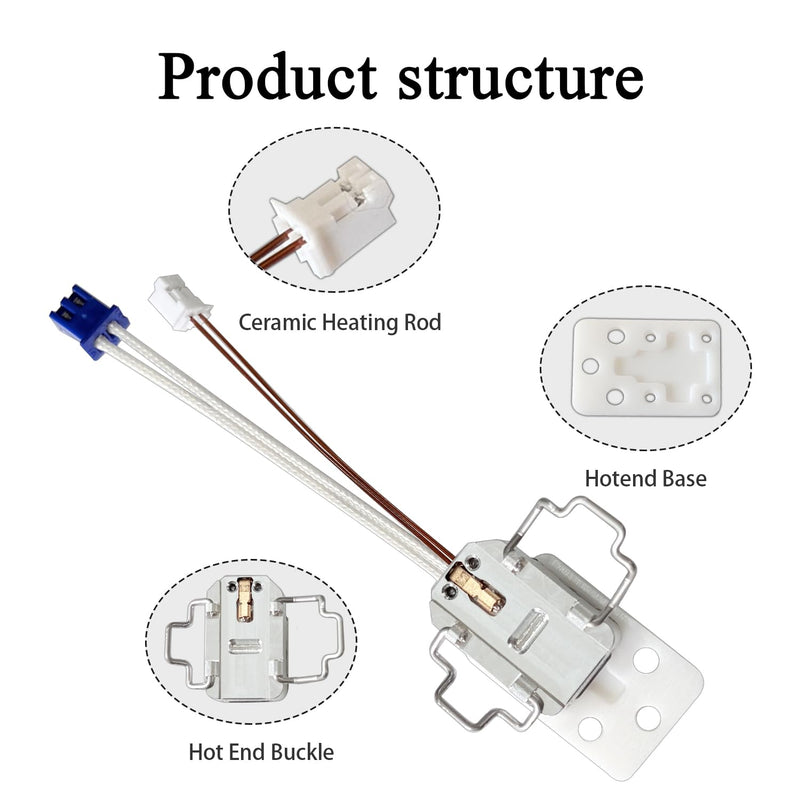 Hotend Heating Assembly Kit Base Clip for Anycubic Kobra S1 Max 3D Printer | Hot End Heat Assembly with Thermistor & Heater Cartridge, Ceramic Zirconia Insulated Base, 2200°C Heat-Resistant, Quick-Swap