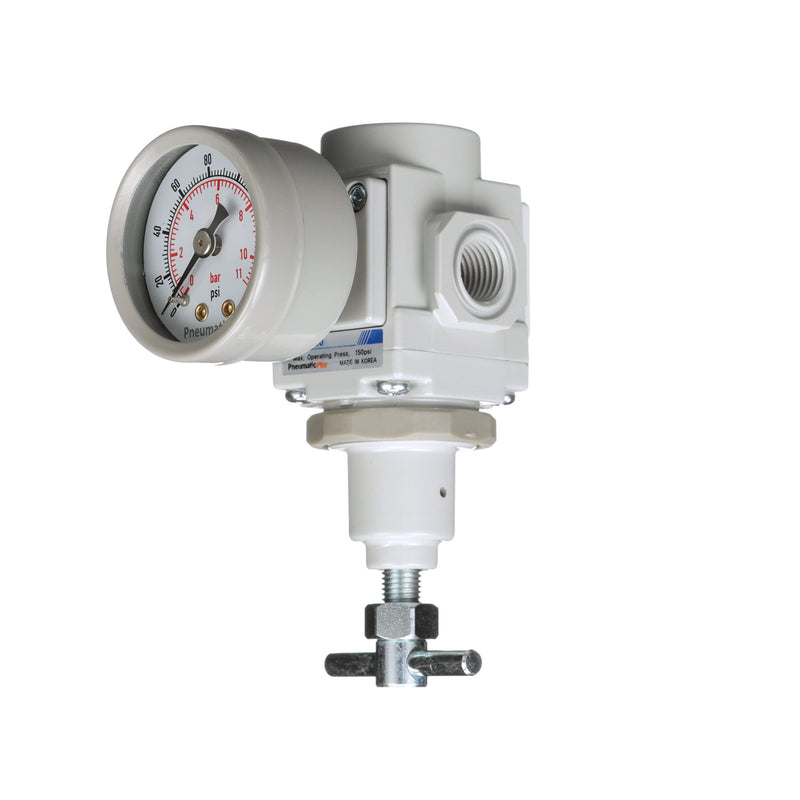 PneumaticPlus SAR200T-N02BG Compressed Air Pressure Regulator 1/4" NPT, T-Handle, Gauge & Bracket