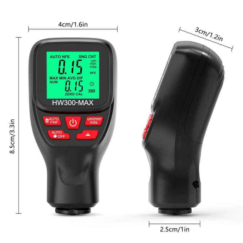 Dpofirs Paint Thickness Gauge, 0 to 2000UM Accuracy Portable Car Coating Thickness Meter, Coating Thickness Gauges, Digital Paint Depth Meter for Automotive Paint Thickness (Black)