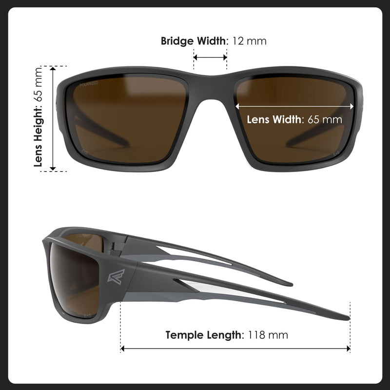 EDGE Kazbek Wrap-Around Safety Glasses, Anti-Scratch, Non-Slip, UV 400, Military Grade, ANSI/ISEA & MCEPS Compliant Black Frame Polarized Copper