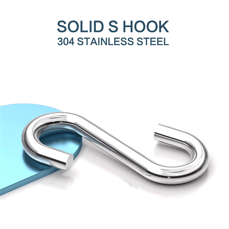 24 pcs. 304 Stainless Steel 1.5 in. S Hooks Chain Hardware for Hanging Products or Items, 88 lb. Capacity