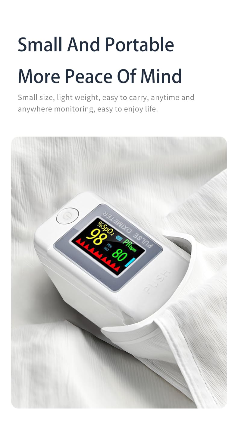 Pulse Oximeter Blood Oxygen Monitor Fingertip, Joxozp Pulse Oximeter Fingertip Checking SpO2 Level/Heart Rate/PI for Adults at Home Outdoor Sport Use