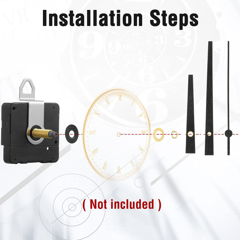 6 Pieces High Torque Long Shaft Clock Movement Mechanism with Pasters, Hooks and 6 Different Pairs of Hands Clock Repair Parts Replacement (28 mm/ 1.10 Inches) 28 mm