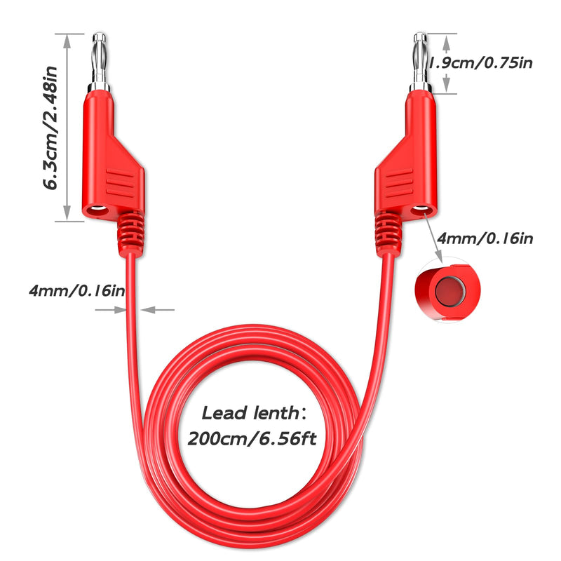Goupchn 5PCS Stackable Banana to Banana Plug Test Leads Soft Electrical Test Cable Wire 6.56ft/2m for Multimeter 1000V 15A Five Colors - Stackable Banana