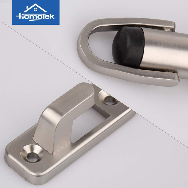 HOMOTEK Heavy Duty Latch Hook Stop Windproof,Door Holder Stopper with Sound Dampening Rubber Bumper Wall Mounted, Brushed Satin Nickel, 1 Pack