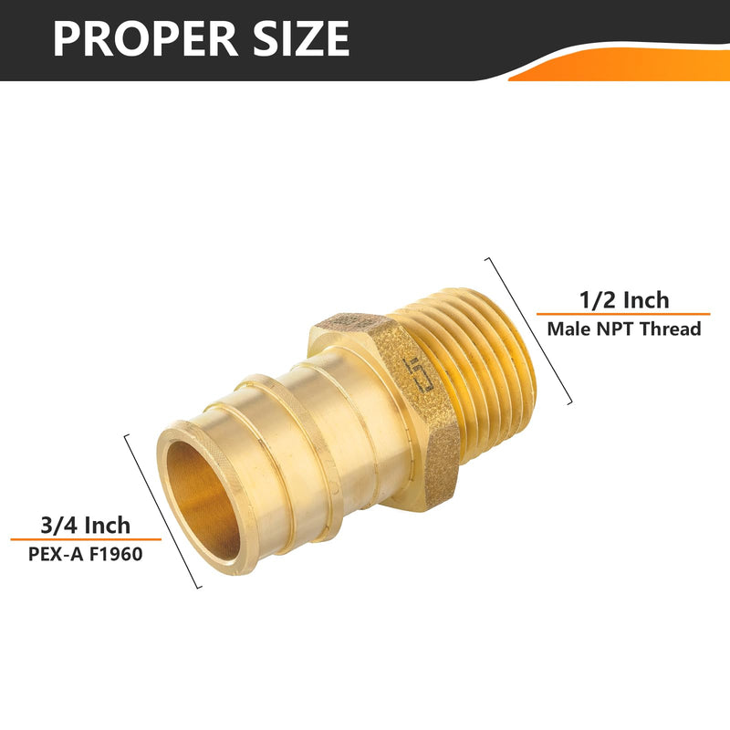 5PC HeSun 3/4" PEX-A Expansion x 1/2" Male NPT Adapter(PEX1960020-5) 5 3/4"x1/2" Male