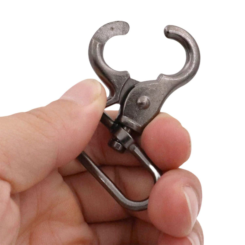 BIKICOCO 1-1/2'' Swivel Trigger Snap Hook Lobster Claw Clasp Spring Loaded Clip, Oval-Ring Ended, Gunmetal - Pack of 10 1-1/2'' Eyelet Gunmetal x 10 Pcs