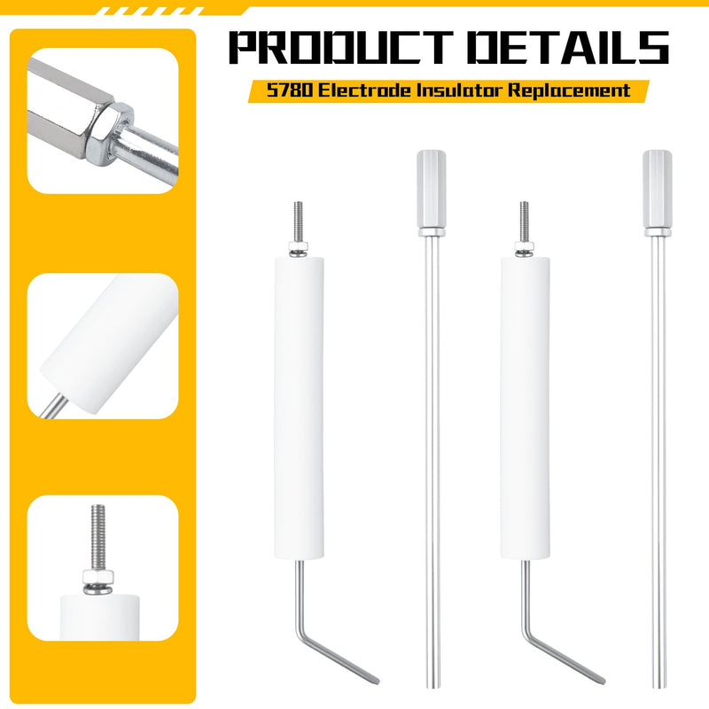5780 Electrode Insulator Replacement Assembly Fits for Beckett Oil Burner Fits for AF, AFG, AR, SF and SR Burner with Blast Tube up to 9", 2-Pack