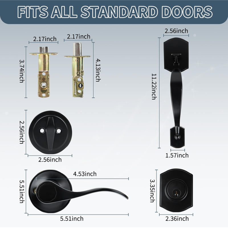 Cielsa Dawn Front Door Handleset with Door Knob - Single Cylinder - Interior Front Door Lock Set