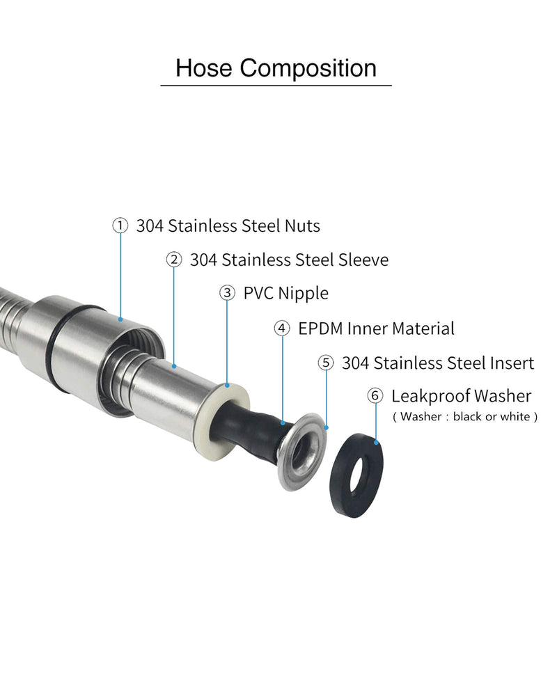 PHASAT Shower Hose,138 Inches Extra Long Shower Hose Replacement,304 Stainless Steel Shower Head Hose Extension Brushed Nickel,A3107N-3.5 138 Inches