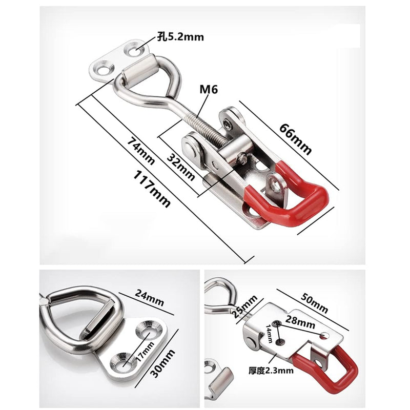 E-TING 4 Pack Heavy Duty 4002 Toggle Latch Clamp, Adjustable Toggle Clamp Latch with Lock Hole,485 Lbs Holding Capacity Pull Latch for Smoker Door, Box Case Trunk, Lid, Jig (with 20PCS Screws) 4x4002