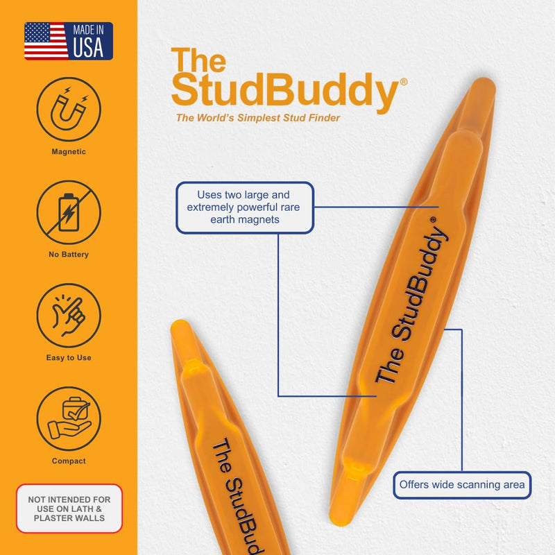 The Original StudBuddy® Magnetic Stud Finder - Made in The USA - Easy to Use Magnet Stud Finder - No Batteries Required - Powerful Magnets - Stud Finder for Drywall and Wood ef of 2 pk